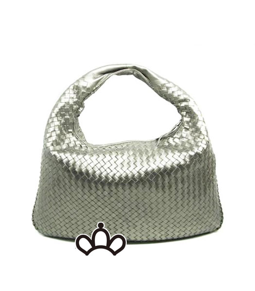 Bottega Veneta Nappa Agnello tessuto Hobo Bag Silver_Black_Grey